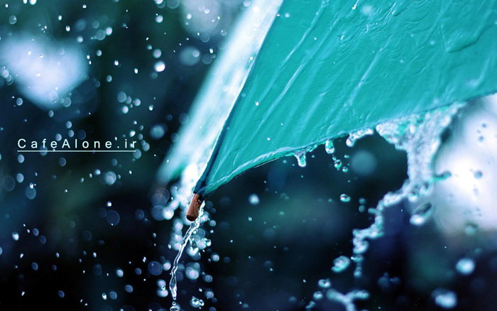 lonely rain blue umbrella