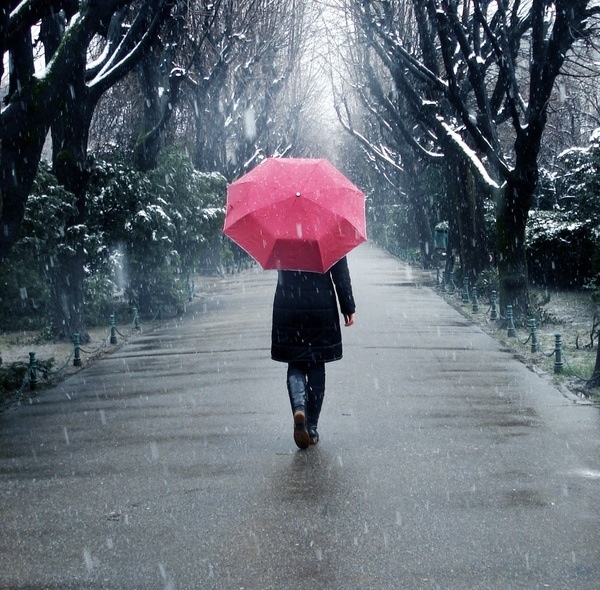 با چتر زیر باران